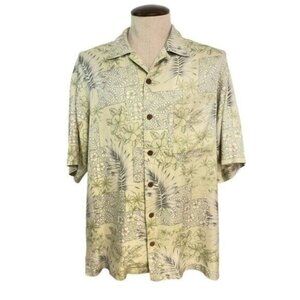 Tommy Bahama Men's Silk Hawaiian Shirt Floral Print Short Sleeve Large